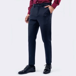 Smart Shape Navy Color Knit Fabric Formal Pant
